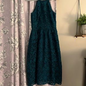 Ann Taylor loft green lace halter dress size 2